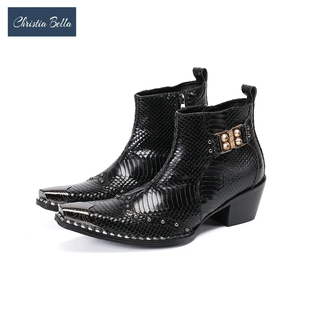 

Новые модные черные мужские ботильоны с заклепками и острым носком на среднем каблуке, деловая женская обувь из натуральной кожи, мотоциклетные ботинки