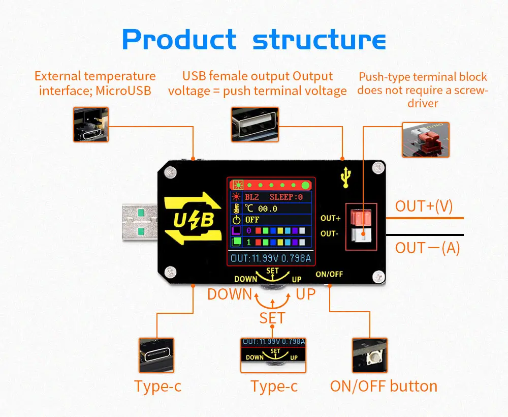 Цвет Usb преобразователь напряжения 5 В до 9v12v24v импульсный повышающий стабилизатор модуль постоянного напряжения постоянного тока 15 Вт отображение напряжения и тока