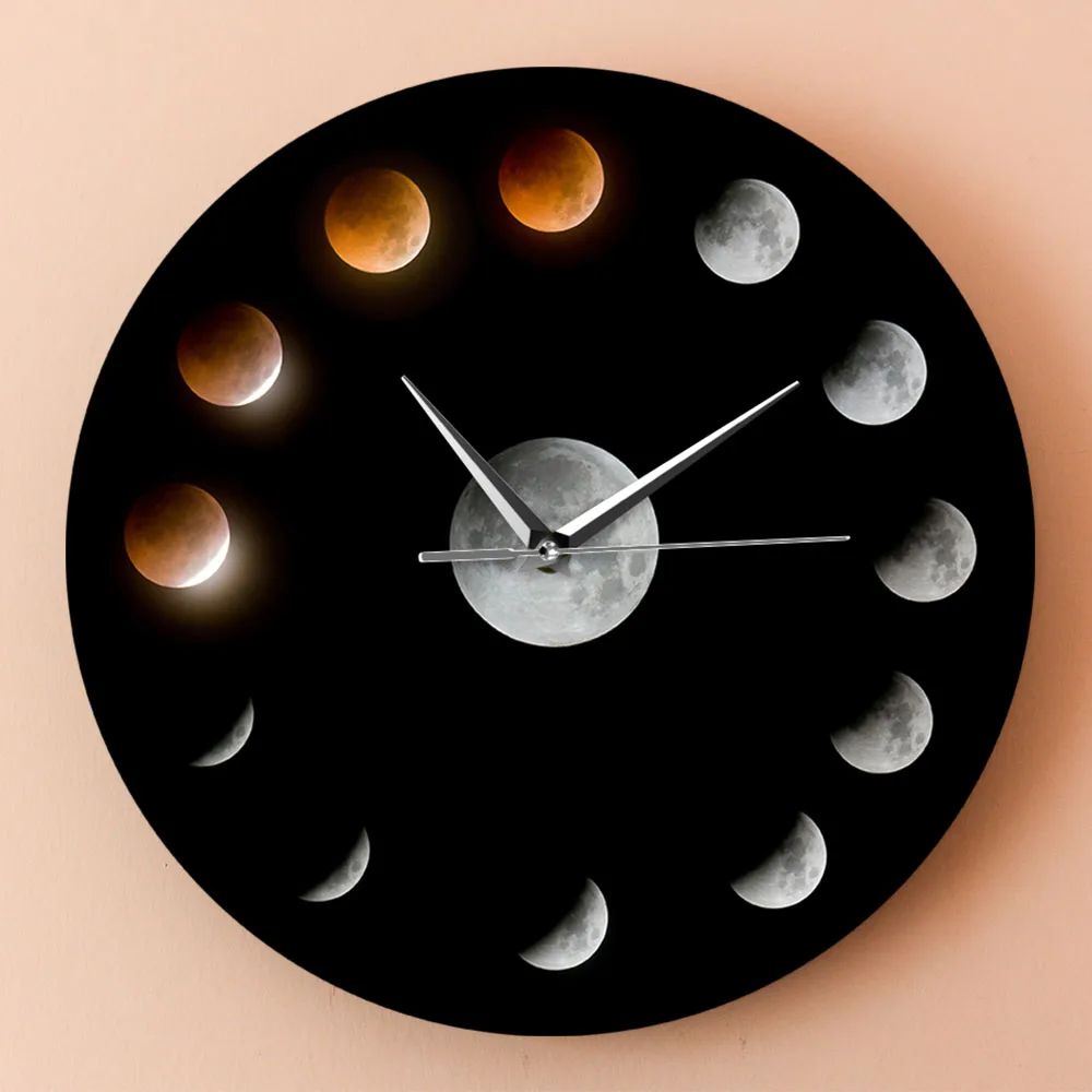 Звездные настенные часы серия Tote Lunar Eclipse Moon Phases Super внешнее пространство лунный