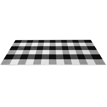 

Plaid Outdoor Rug 2Inch x 4.3Inch Farmhouse Rug Hallway Runner Checkered Washable Runner for Kitchen/Laundry/Bathroom