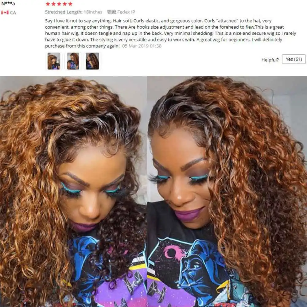 Comprar Pelucas de cabello humano con encaje Frontal de 13x6 de miel rubio rizado Ombre 360 peluca Frontal de encaje Pre desplumado pelucas de cabello humano de encaje completo Color