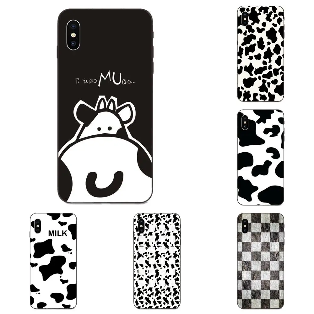 Простые белые черные коровьи точки символ для Apple iPhone 4 4S 5 5S SE 6 6S 7 8 11 Plus X XS Max XR Pro