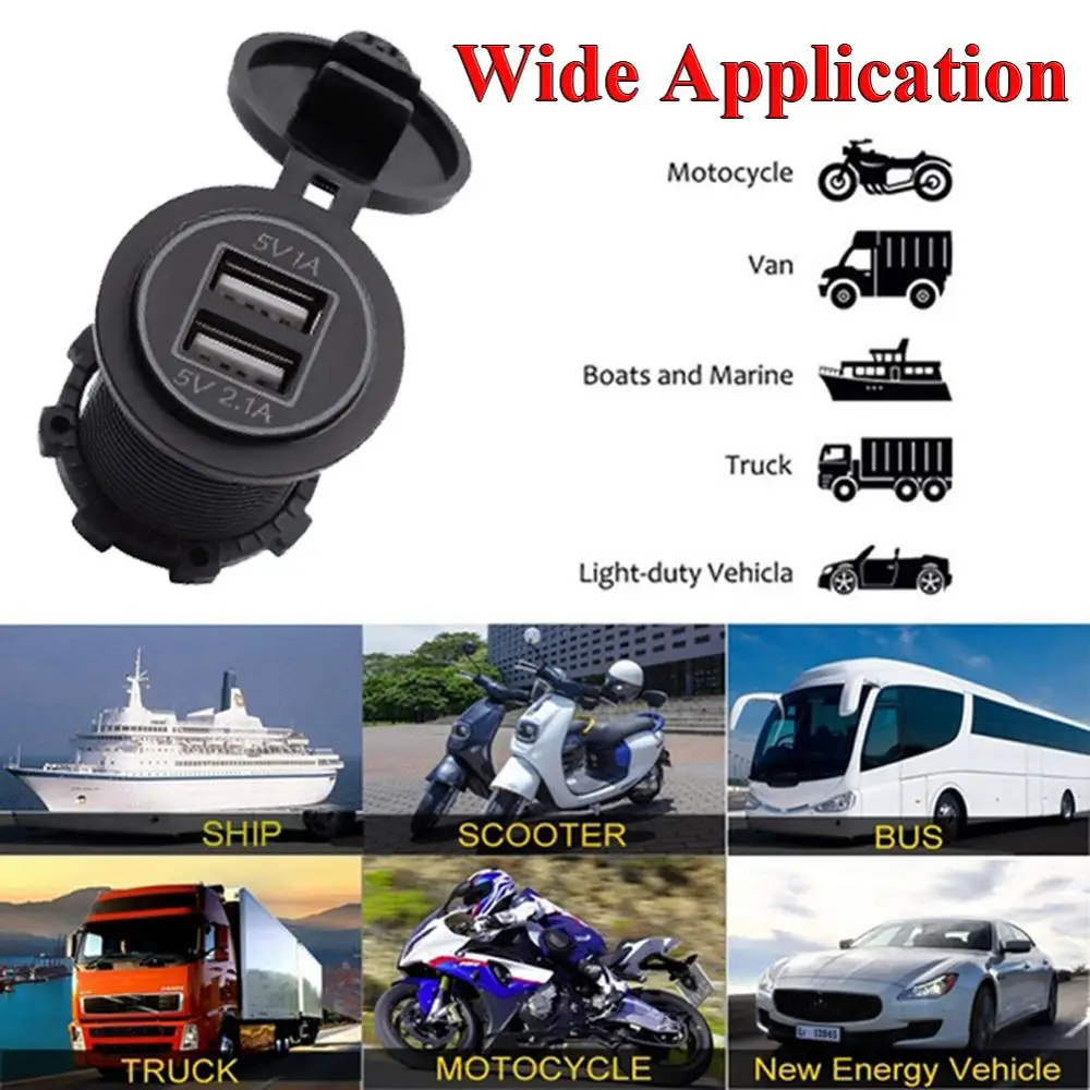 12 V 24 автомобиль Зарядное устройство Dual 1A/2.1A USB Порты и разъёмы автомобиля Батарея