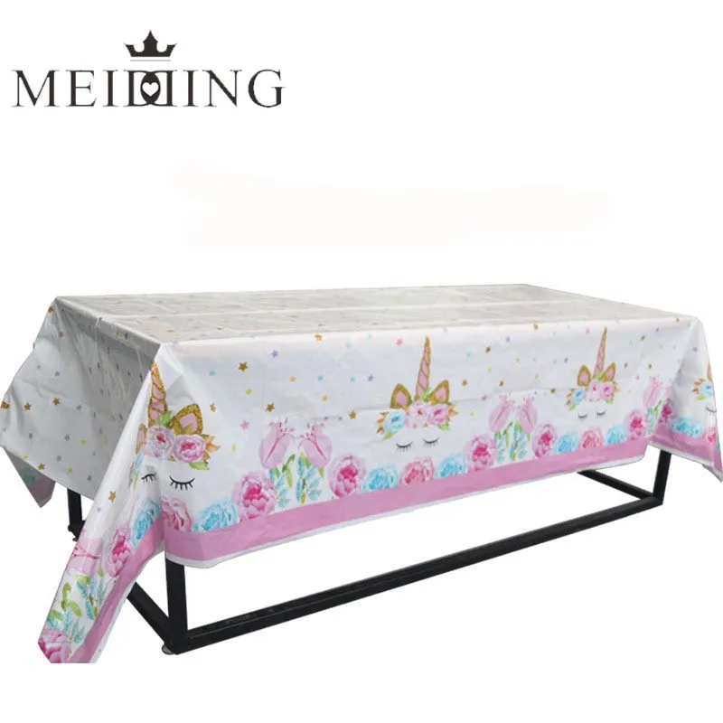 

Unicorn Party Tablecloths Kids Birthday Decoration Pink Unicornio Table Cover Baby Shower Christening 1st Birthday Table Decor