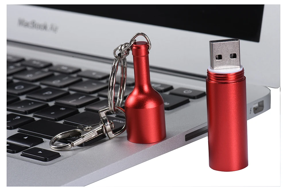 JASTER USB 3.0 hot metal wine bottle usb flash drive disk keychain memory stick Pen drive personalized gift Over 10pcs Free logo