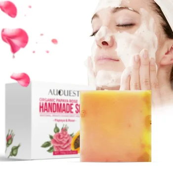 

Papaya Rose Handmade Essential Oil Soap Pure Natural No Stimulation Hand made Soap 100g