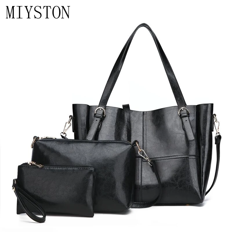 

2020 new handbags 3pcs/set PU leather Big Capacity Female casual tote shoulder bag purse Fashion Tote Messenger crossbody bag