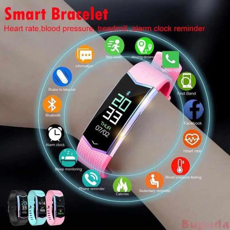 

LV08 Smart Bracelet Watch Gradient color Pedometer Heart Rate Blood Pressure Monitor Waterproof Smart Band for Xiaomi Huawei IOS