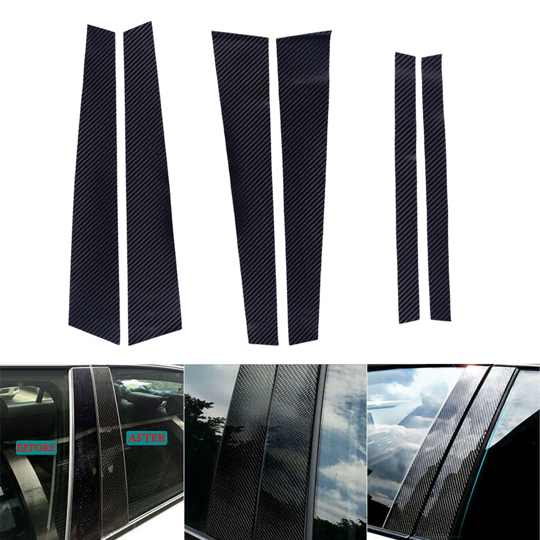 

DWCX Plastic Carbon Fiber Style B Pillars Column Sticker Trim Cover Fit for BMW 5 Series E60 2004 2005 2006 2007 2008 2009 2010