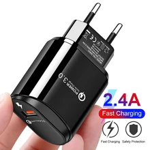 2.4A Быстрая зарядка 3,0 USB зарядное устройство 18 Вт QC3.0 QC Turbo Быстрая зарядка мультирозеточный мобильный телефон зарядное устройство для iPhone X samsung Xiaomi