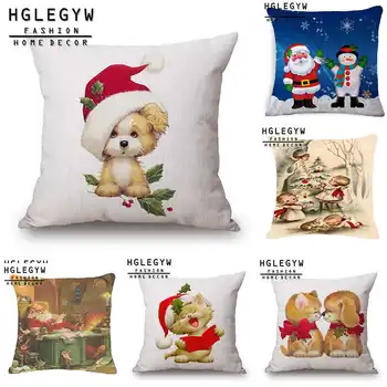 

Xmas Christmas Animal Pattern Cotton Linen Pillowcase Sofa Waist Cushion Cover 18'' for Home Office Room Decor