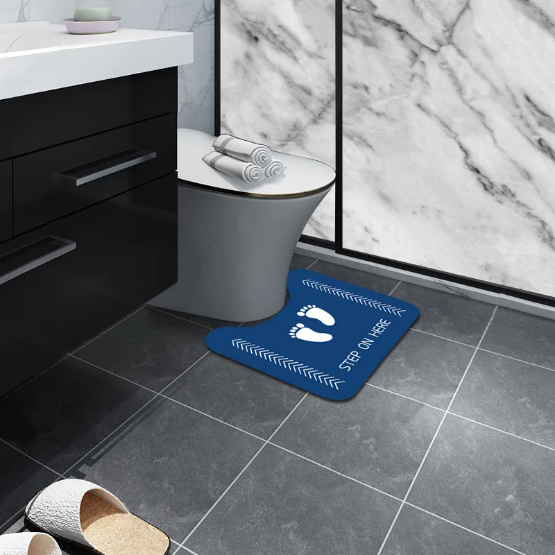 Simple Toilet Chamber Pot Mat U-Shaped Coaster Bathroom Mat Toilet Water-Absorbing-Slip Mat Machine Washable