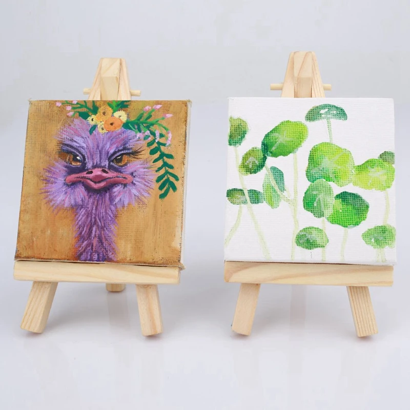  10 Sets Mini Display Easel With Canvas 8X8Cm Wedding Table Numbers Painting Hobby Painting Craft Di