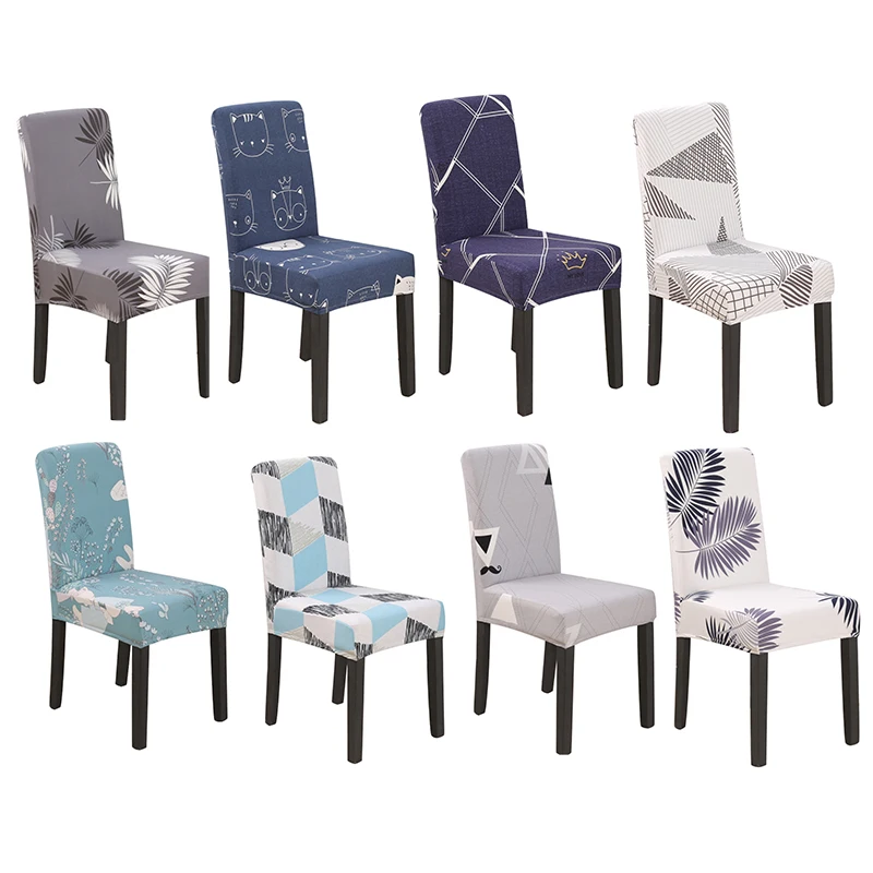 Современные эластичные чехлы на кресла с геометрическим принтом, сменные чехлы из спандекса для столовой, банкета, свадьбы
