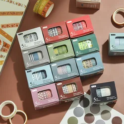 Organisateur de bandes Washi créatives, 5 pièces/boîte, ensembles de papeterie mignons et jolis, fournitures d'art de bureau, bandes adhésives, papier pour Scrapbooking 