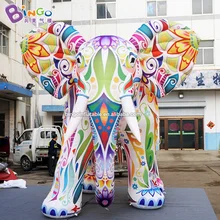 Необычный дизайн 3 м высокий надувной слон с светодиодный светильник гигантский слон шитье узор для вечерние события игрушки
