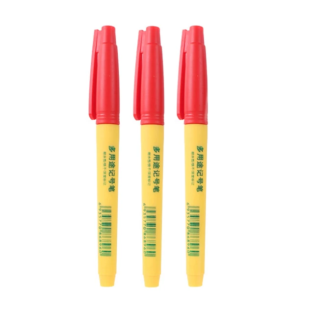 Haile 3/5Pcs/lot Long Head Markers Pen Bathroom Woodworking Decoration Multi-purpose Deep Hole Marker Pens Supplies 3 Pcs Red