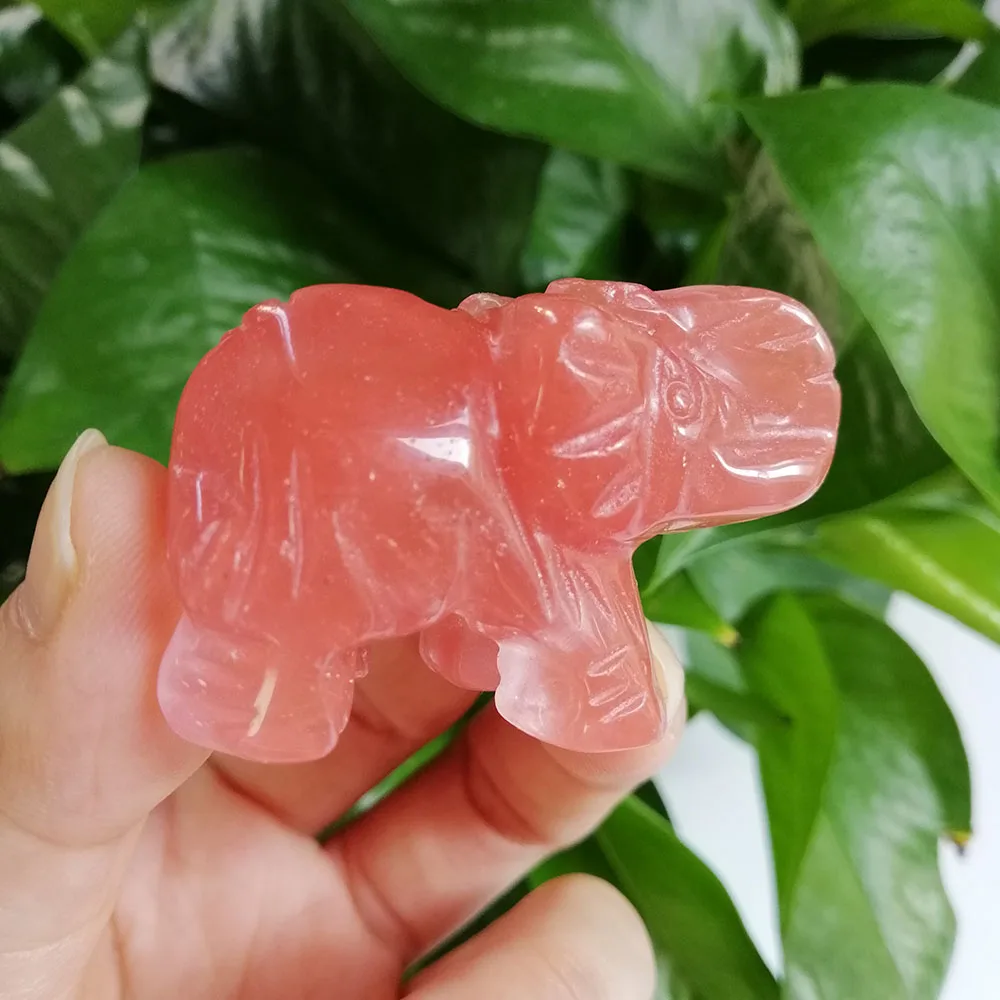 Высокое качество 2 дюйма Красный Декоративный камень в форме слона камень ручной работы для подарка и домашнего декора ZT