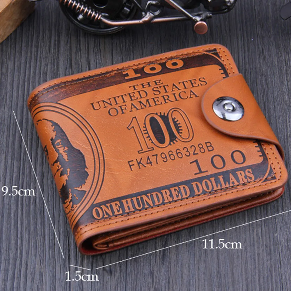 Мужской кожаный бумажник с принтом доллара США# Z40, двойной клатч из искусственной кожи, мужские короткие кошельки, кошельки для монет, мужской держатель для ID, кредитных карт