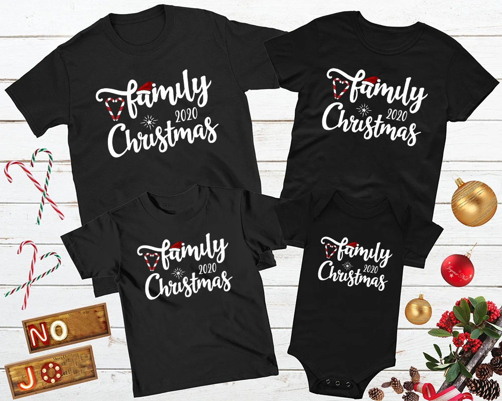 Matching Aesthetic T-Shirt Romper Christmas Baby Family Kids Xmas Mom Santa Dad 1pcs