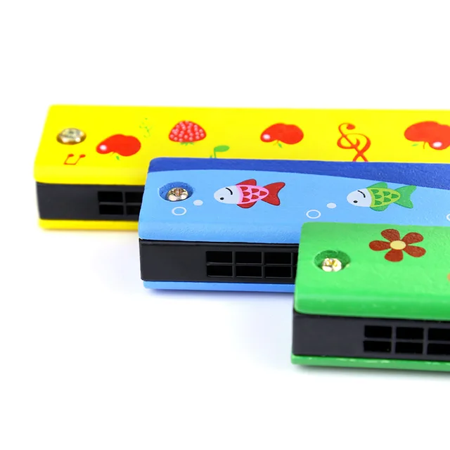 Hot Wooden Painted Toy Musical Instrument Play16-Hole Harmonica Parent-Child Puzzle Baby Early Education Toys for Children Gift 4