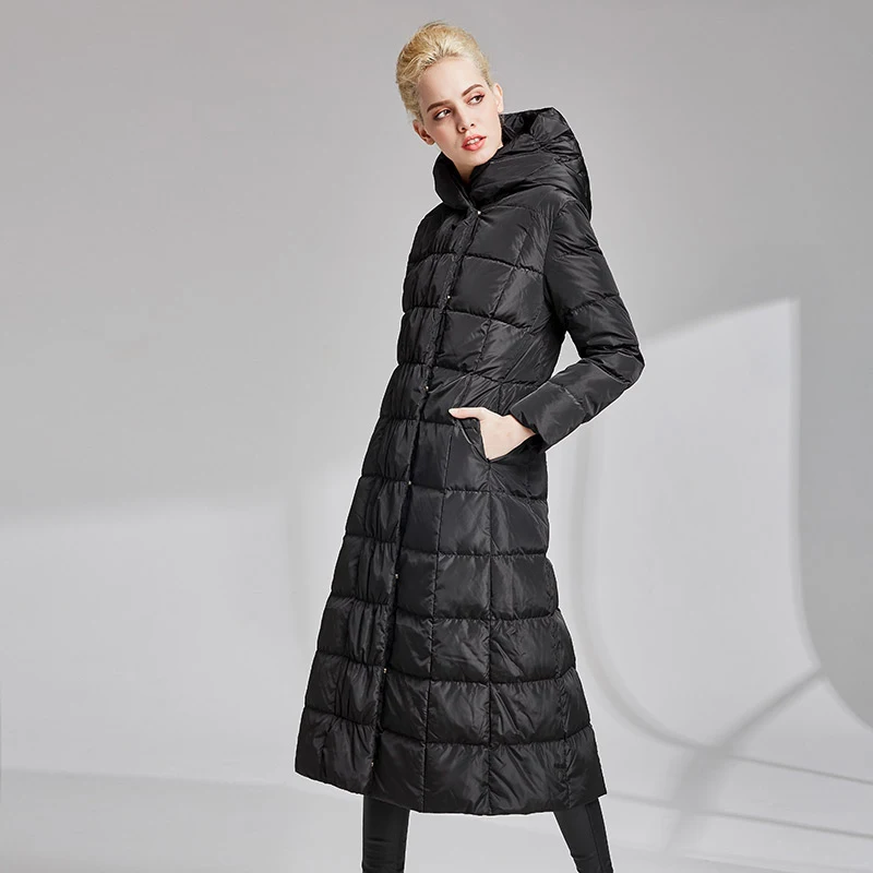 

High quality winter 90% white duck down jacket down jacket 2019New women's coating warm thick hooded women's long down jacket XL