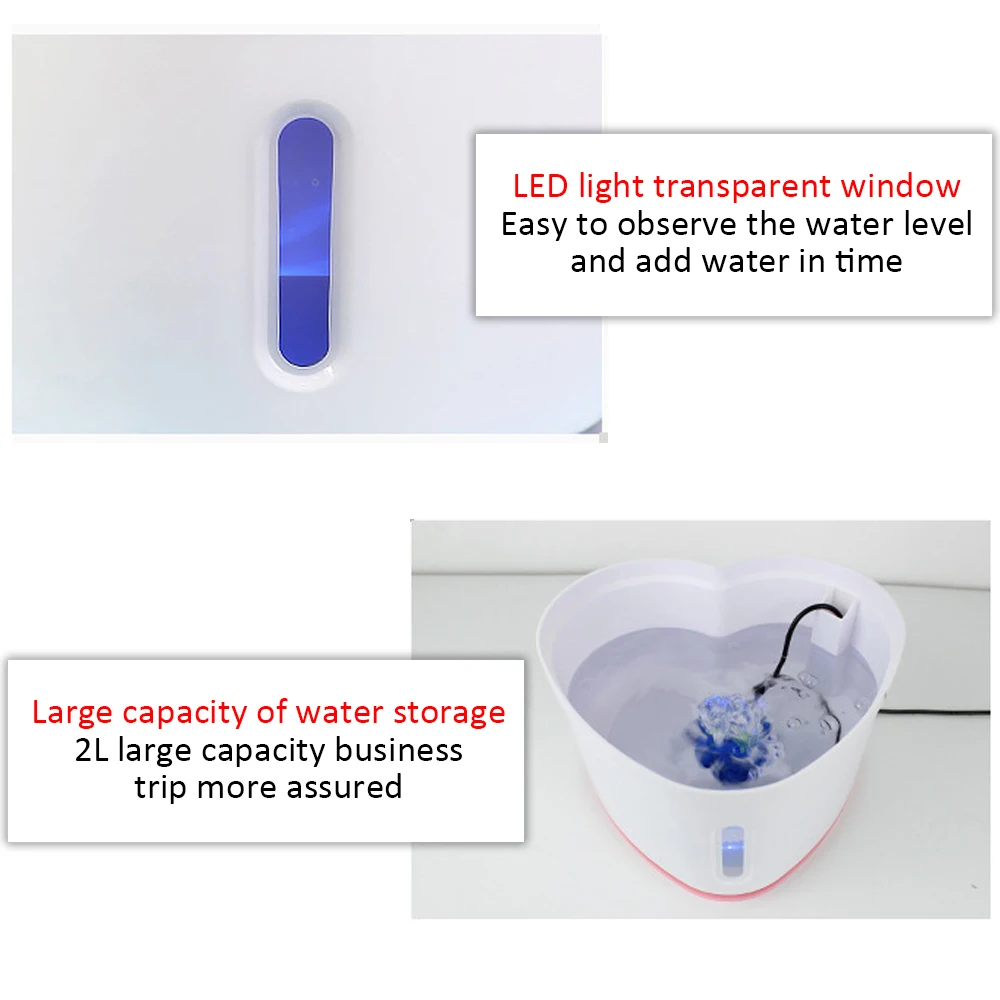 2.4L автоматический фонтан для домашних собак Светодиодный электрический USB Кот питомец Бесшумная поилка питатель чаша питоофонтан питьевой воды диспенсер