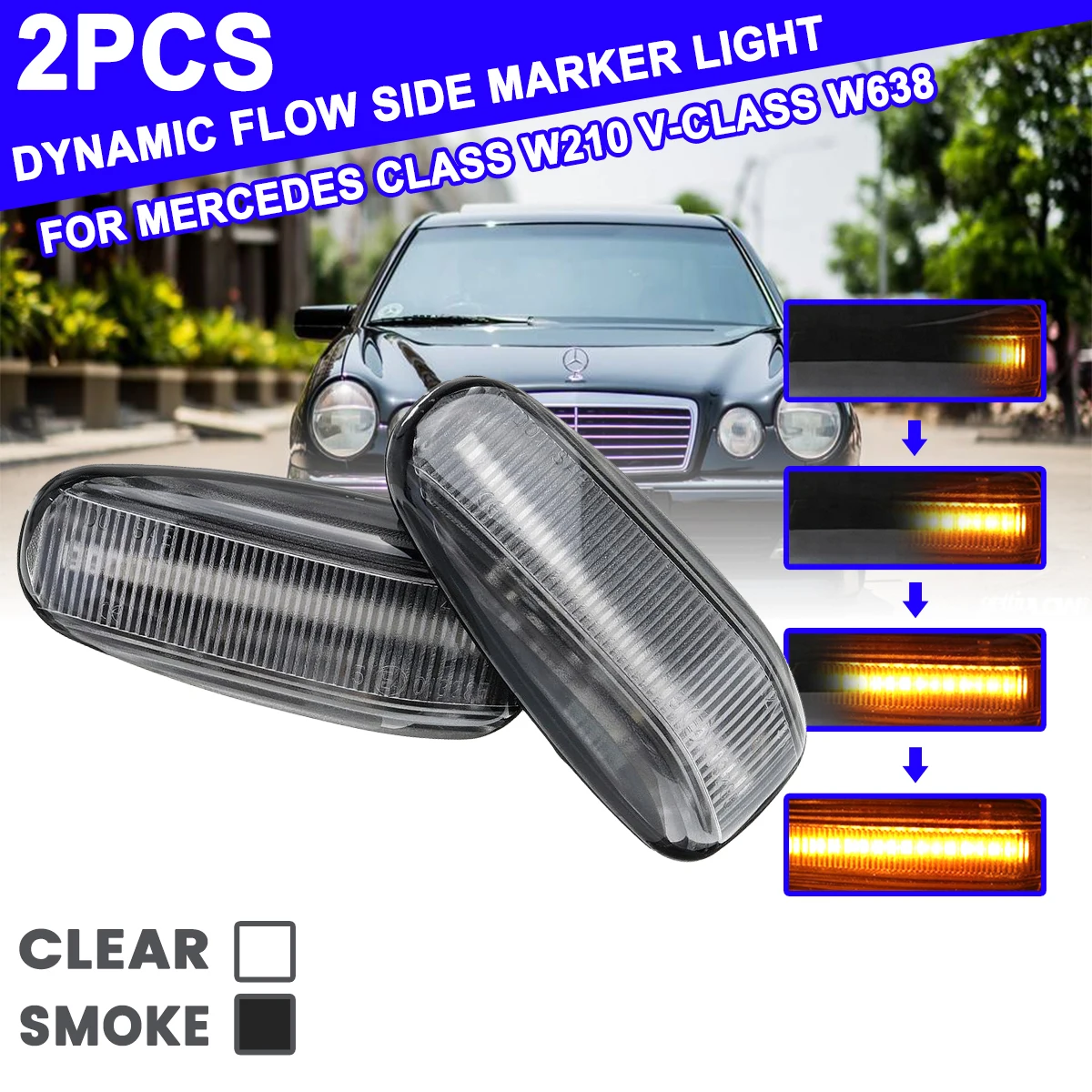 2х автомобильный светильник сигнала поворота для MERCEDES для VOLKSWAGEN W210 601/602 W638 Led 12 в 3 Вт автомобильный боковой светильник сигнальный фонарь боковой индикатор