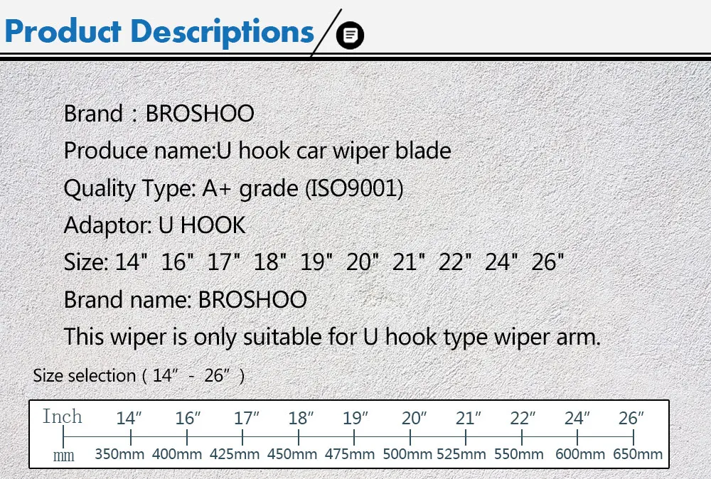 Автомобильная Щетка стеклоочистителя U hook 1" 16" 1" 18" 1" 20" 2" 22" 2" 26" натуральный каучук ветровое стекло гибридные стеклоочистители автомобильные аксессуары