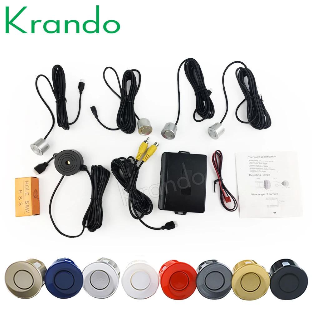 

krando sensor de aparcamiento 4 sensores parktronics for cars Reversing radar for car 12V sensores aparcamiento Radar detector