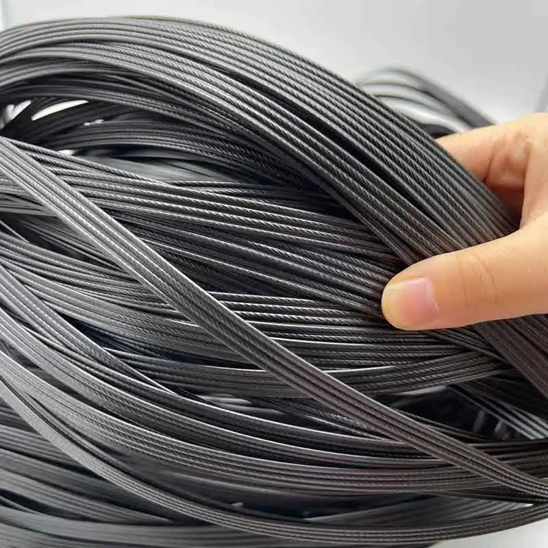 Black four-wire flat synthetic rattan woven material 500G70M used to weave and repair plastic rattan for chairs tables hammoc