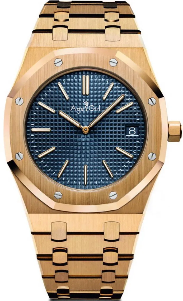 Роскошные брендовые новые мужские часы из нержавеющей стали автоматические механические розовое золото синий черный белый сапфировое стекло прозрачные - Цвет: Gold Blue