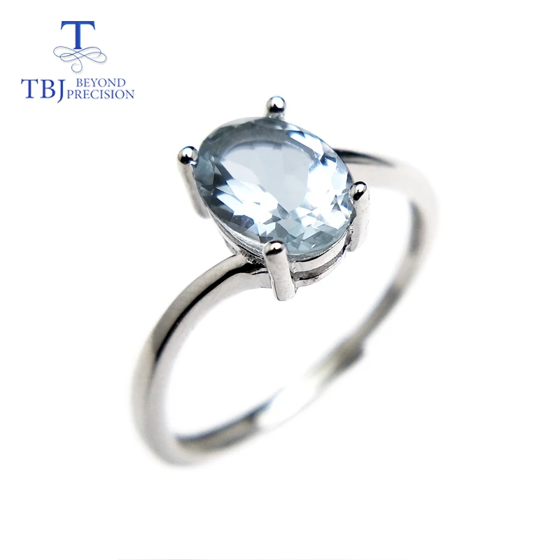 TBJ, модное маленькое кольцо с натуральным бразильским аквамарином из серебра 925 пробы, драгоценный камень, ювелирные изделия для женщин и девушек в подарок