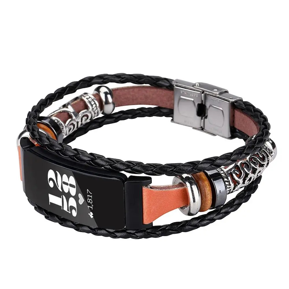 

Fitbit Inspire Bracelet Snap Metal Ethnic Wind Smart Bracelet Beaded Retro DIY Element Replacement Wristband