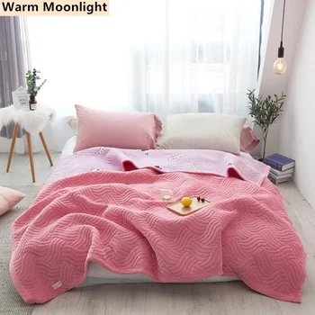 

1Pc Crystal Fleece Bed Cover Pink Queen Size Bedspread Four Seasons Bedding Set Thickening Quilting Blanket B Side Cotton Quilt