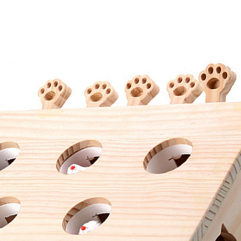 Твердая деревянная игрушка-головоломка для кошек, интерактивные игрушки, в форме Крота, хомяк, забавная деревянная коробка для игры, товары для кошек-ABUX