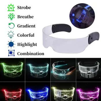 

LED Cool Colorful Luminous Glasses Light Up Visor Eyeglasses Technology Glowing Glasses For Halloween Christmas Parties
