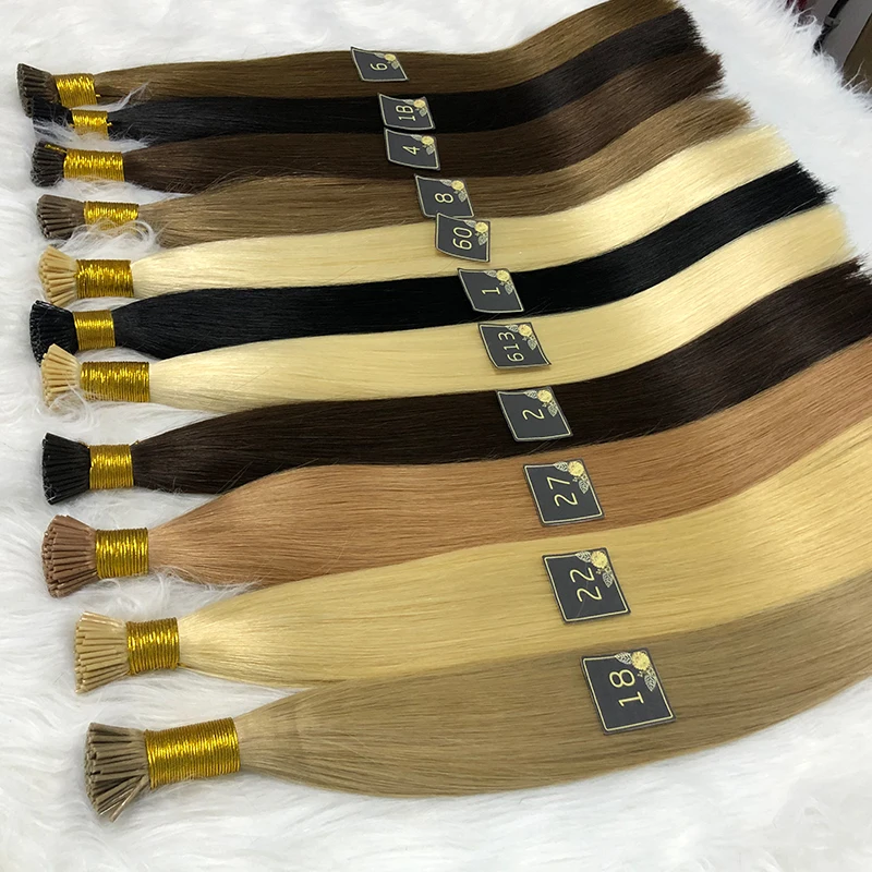 Russian Virgin Hair 18-24 Inch 1g/strand Real Pre Bonded Fusion I Tip Human Hair Extensions Natural Italian Keratin Capsule