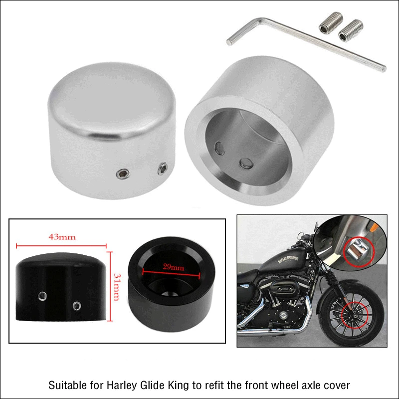 

2 Pcs Motorcycle 29mm Front Axle Nut Cover Cap Bolt For Harley Touring Softail Road King FLTR FLHT FLHRC Street Electra