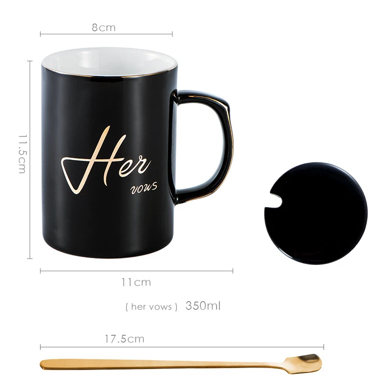 Waliicorners gold-plated black and white ceramic Mug lovers cup Flower Tea Set Coffee Cup Waliicorners Water Milk Coffee Drinkware 17 10865495247_411070577