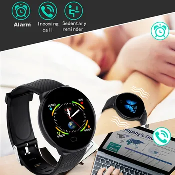 

D19 2020 Men Smartwatch Sport Pedometer Smart Watch Round Bluetooth Fitness Tracker Blood Pressure Women Clock for Android IOS