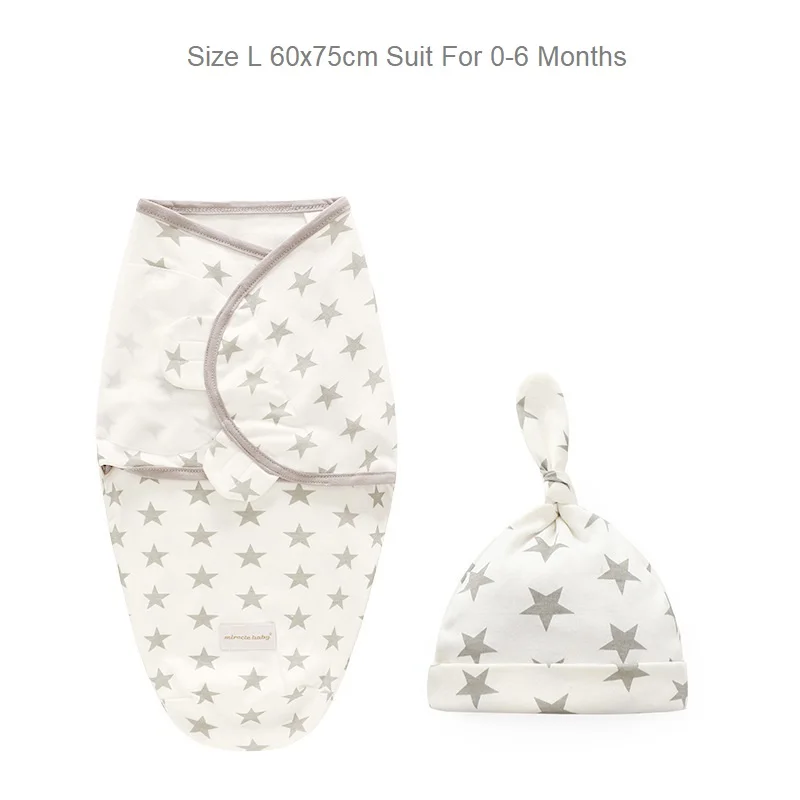 Grey Stars Set 6M Пеленка+ шапочка для новорожденных, конверт, одеяла, мягкий спальный мешок для младенцев, спальный мешок, постельные принадлежности, теплый детский кокон, пеленание детей - Цвет: Grey Stars Set 6M