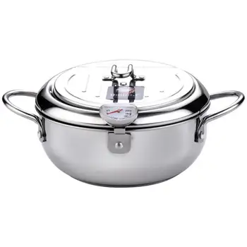 

Universal 24cm Temperature Fryer pot Control Japanese Household Tempura Fryer Mini Stainless Steel Fryer Induction Cooker filter