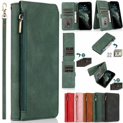 Ultra Thin Zippered Wallet Leather Case with 8 Card Slots and Magnetic Flip for SONY XZ2 compact (Green)
