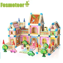 Fosmeteor nuevos juguetes de madera para niños, bloques de construcción ensamblados, rompecabezas de partículas grandes, juguete educativo temprano creativo para niños