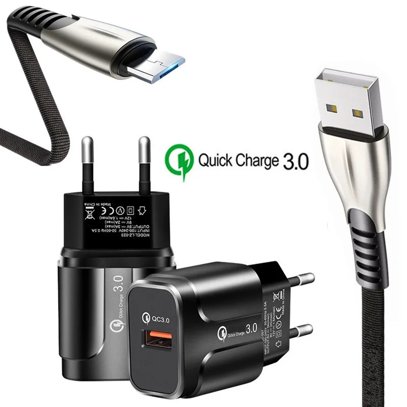 Кабель Micro USB QC 3 0 для быстрой зарядки Samsung S6 S7 Edge J4 J5 J7 Neo Asus Zenfone Max Plus (M2) ZB634KL ZB631KL |