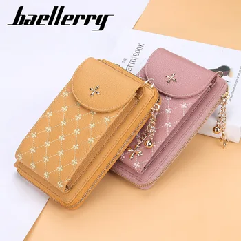

Baellerry Women Pink Brand Logo Wallet Brand Cell Phone Wallet Card Holders Handbag Purse Clutch Messenger Shoulder Straps Bag