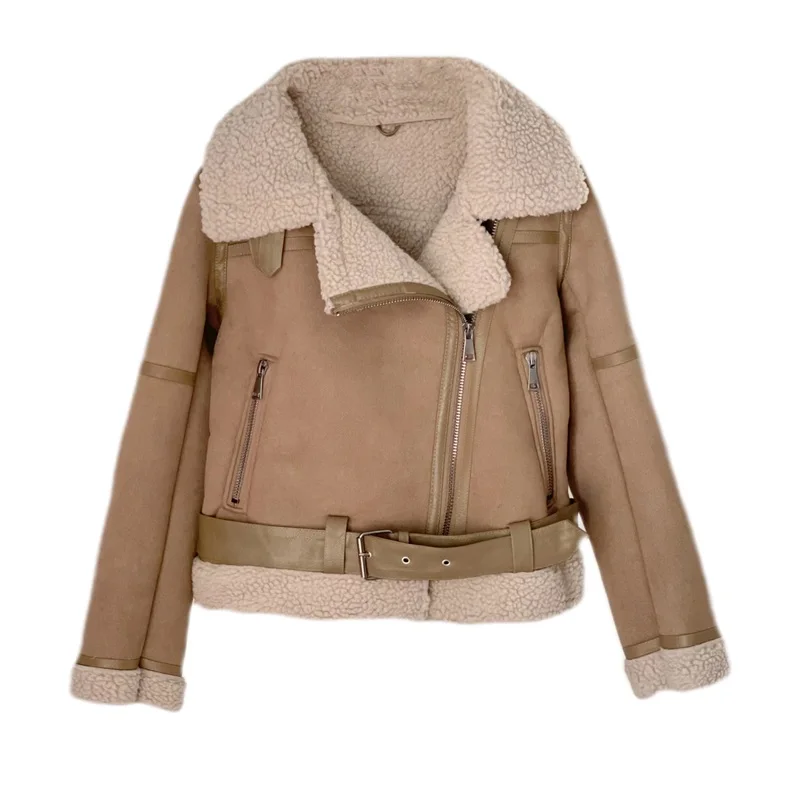 

MESTTRAF Women 2021 Sexy With Belt Patchwork Faux Fur Jackets Coat Vintage Long Sleeve Pockets Female Warm High Street Outerwear