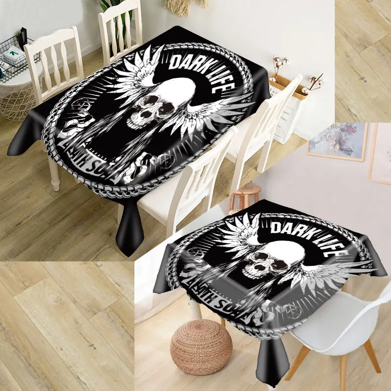 

NEW Halloween Skull Party Tablecloth Gothic Decor Oxford Fabric Mantel Square/Rectangular Table Cover TV Covers Tea Tablecloth