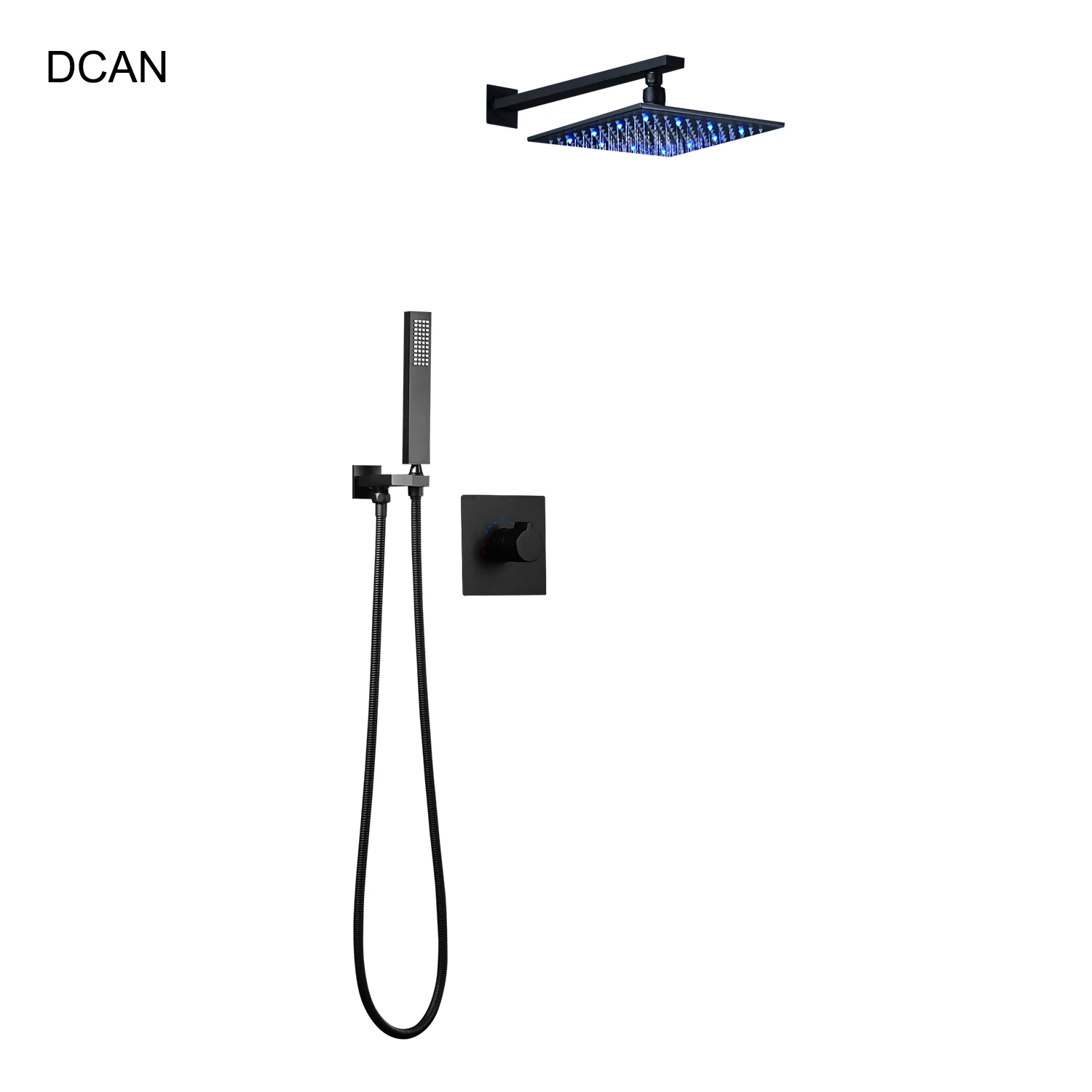 10-inch-led-1 DCAN 10 Inch LED shower set Black Wall-Mounted Embedded Shower System Water-Saving Bathtub And Box Shower Mixer - Цвет: 10-inch-led-1